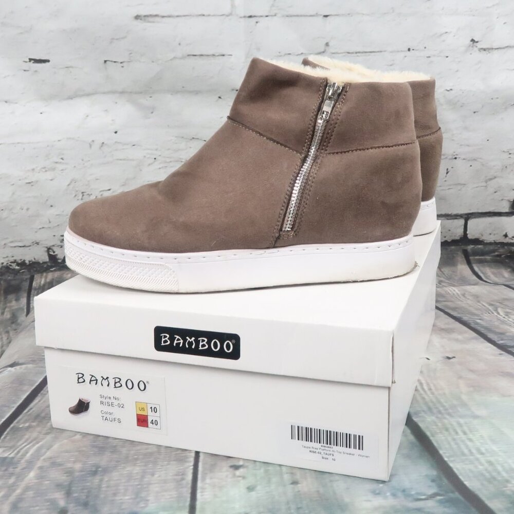 BAMBOO TAUPE RISE PLATFORM HI TOP SNEAKER SIZE 10